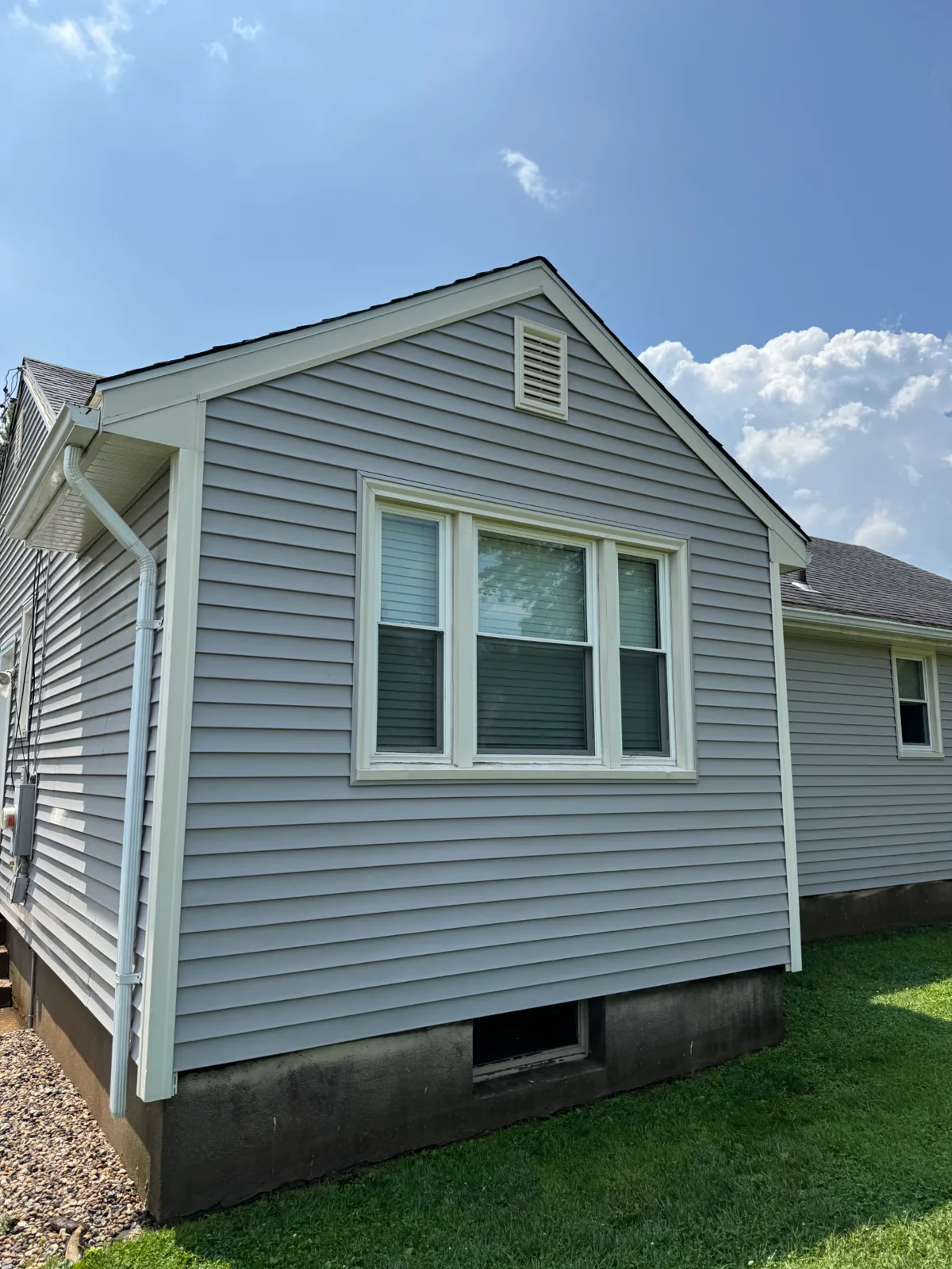 House siding after soft washing — clean and bright