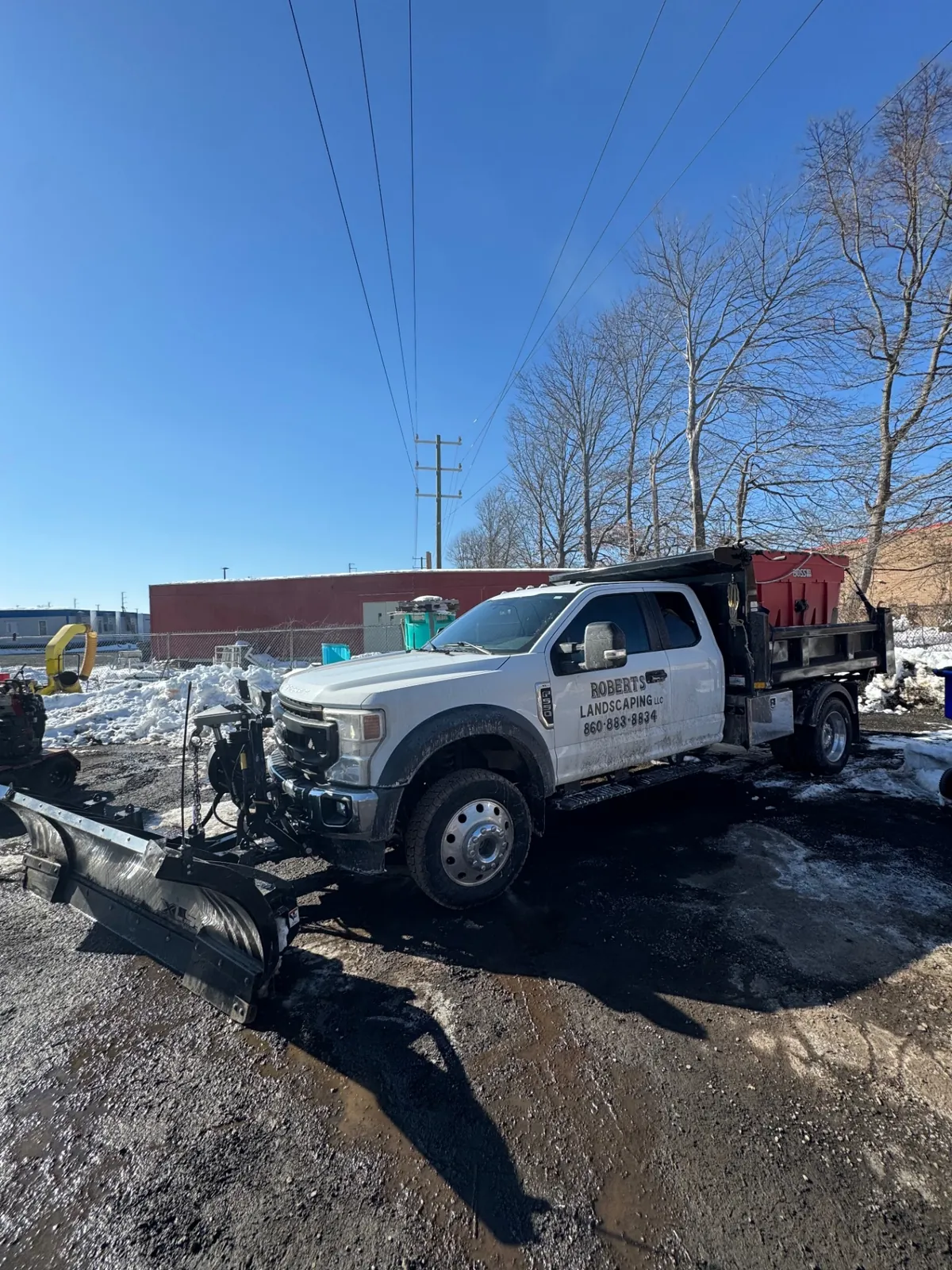 Salt-streaked work truck before winter fleet washing